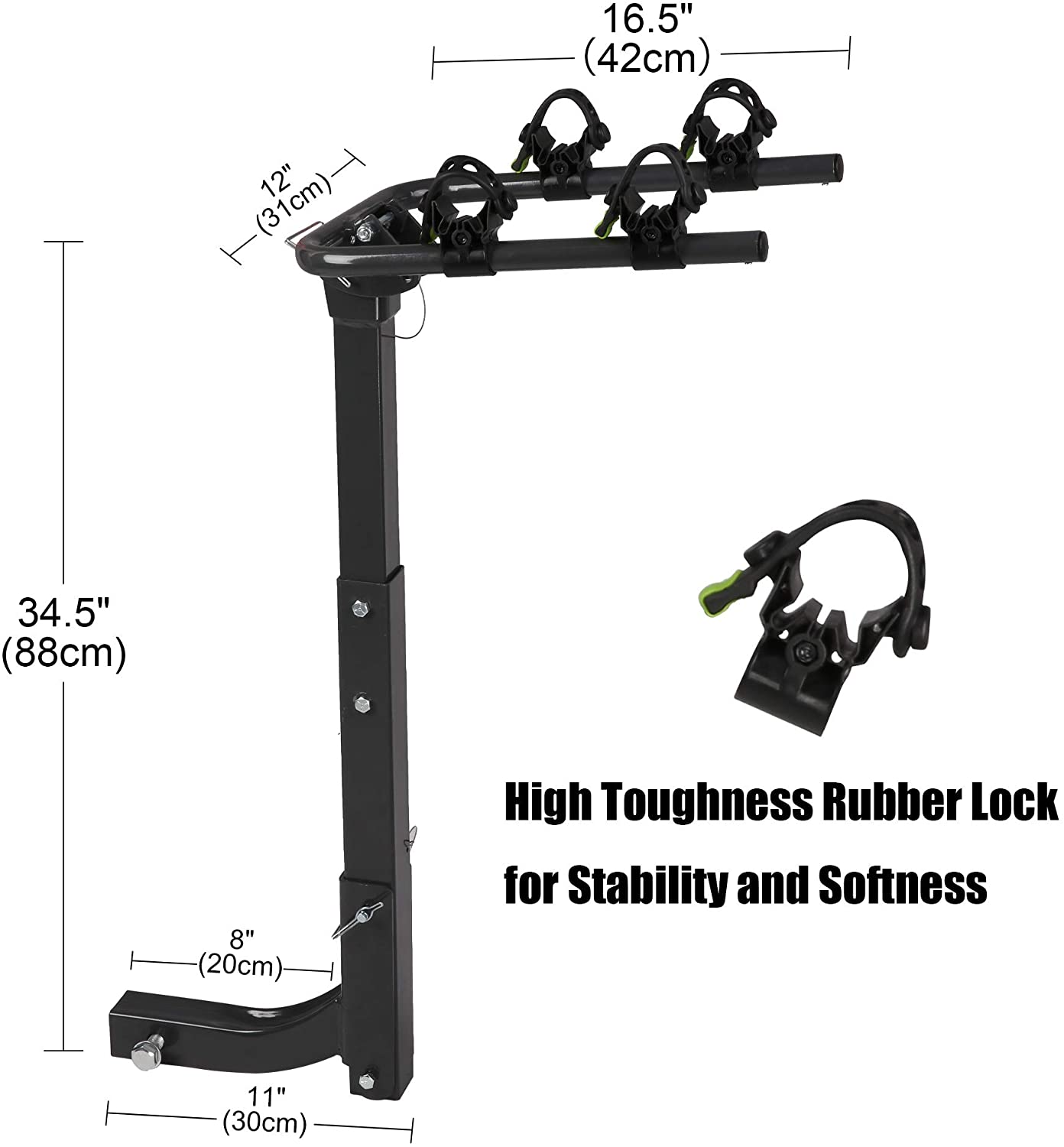 Bike Rack for Car Rack 2-Bike Hitch Mount Bicycle Rack for SUV with 2-Inch Receiver, Rubber Lock & Sleek Pad - Bosonshop