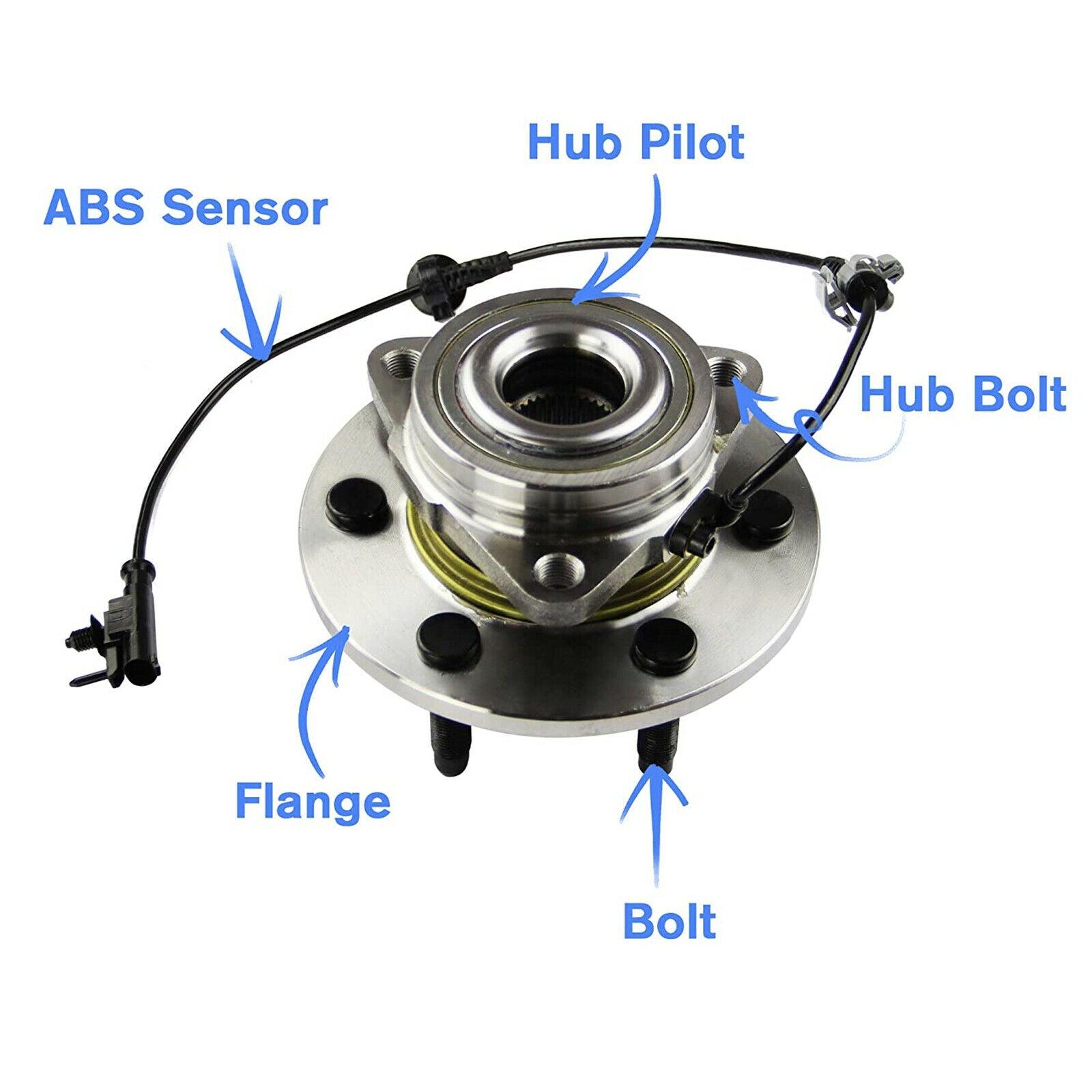 2PC Front Wheel Hub & Bearing Cadillac Chevrolet GMC 4WD AWD 515096 w/ ABS - Bosonshop